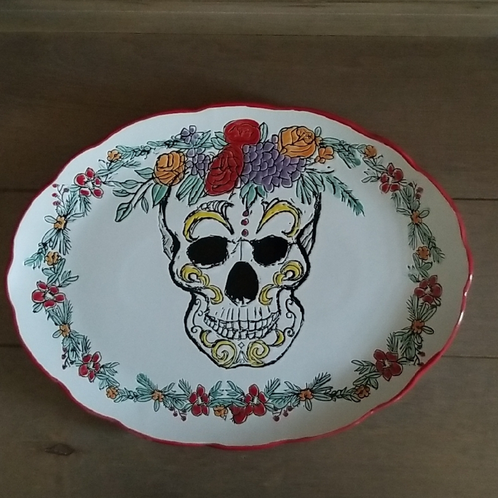 Spectrum Designz Day of the Dead Oval Platter